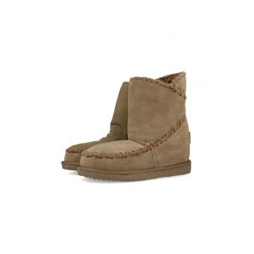 Ghete de piele intoarsa - cu captuseala de blana shearling sintetica