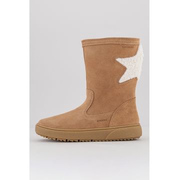 Cizme mid-calf de piele intoarsa si material teddy