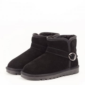 Ghete negre tip ugg din piele naturala Irina 110