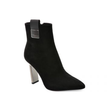 Botine elegante EPICA negre, E228, din piele intoarsa