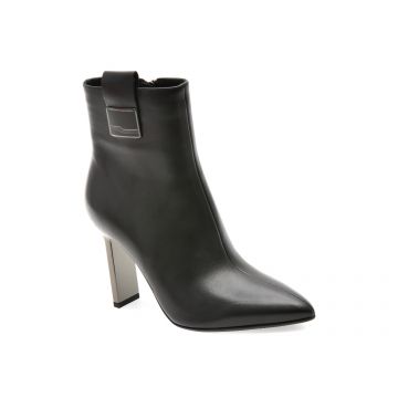 Botine elegante EPICA negre, E228, din piele naturala