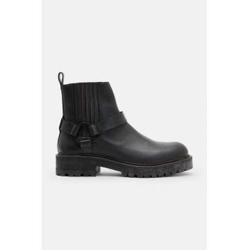 AllSaints ghete de piele Hank Biker Boot barbati, culoarea negru, M017FB