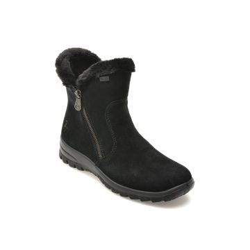 Ghete casual RIEKER negre, L7162, din piele intoarsa