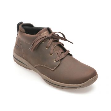 Ghete casual SKECHERS maro, 64857, din piele naturala