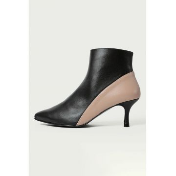 Botine de piele cu model colorblock