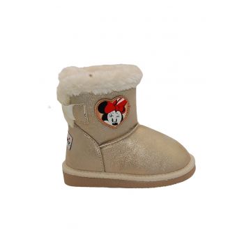 Ghete slip-on cu aplicatii cu Minnie Mouse