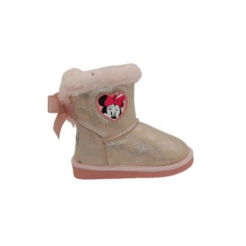 Ghete slip-on cu aplicatii cu Minnie Mouse