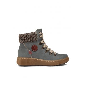 Botine dama - 20738501636 - Piele ecologica - Bleumarin