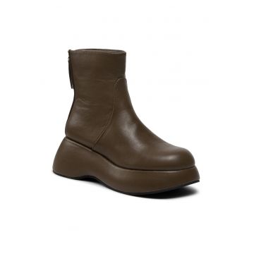 Botine dama - 301704638 - Piele ecologica - Verde