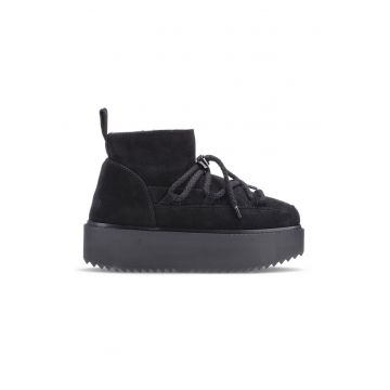 Ghete flatform din piele intoarsa