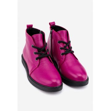 Ghete fuchsia din piele naturala texturata