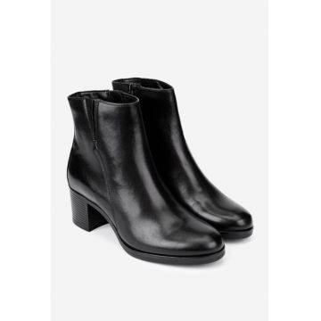 Botine dama din piele naturala neagra