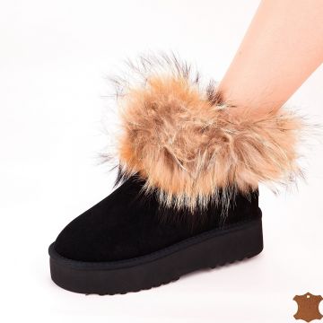 Ghete Damă Negre Tip UGG Piele Naturala Jilan