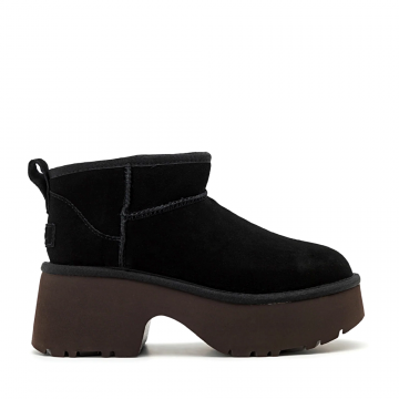 Ghete femei UGG Classic Ultra Mini New Hights Black din piele întoarsă 2398dg1158311vn