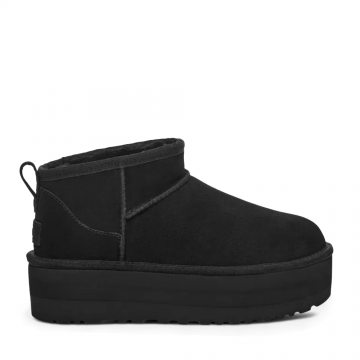 Ghete femei UGG Classic Ultra Mini Platform negre din piele întoarsă 2398dg1135092vn