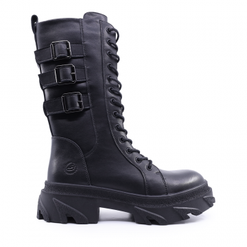 Ghete tip biker femei Benvenuti negre din piele 1278DG1275N