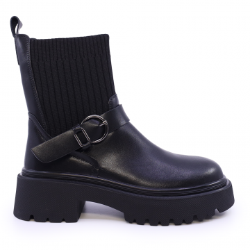 Ghete tip slip on femei Luca di Gioia negre din piele și textil 1158DG1236N