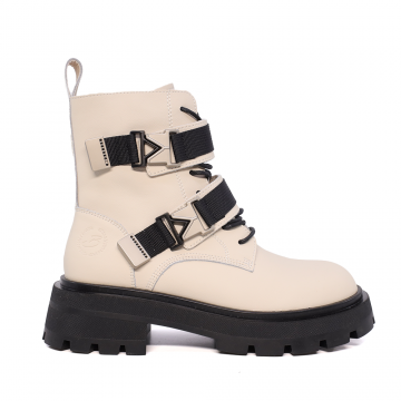 Ghete cross strap femei Benvenuti bej din piele naturală 3746DG145BE