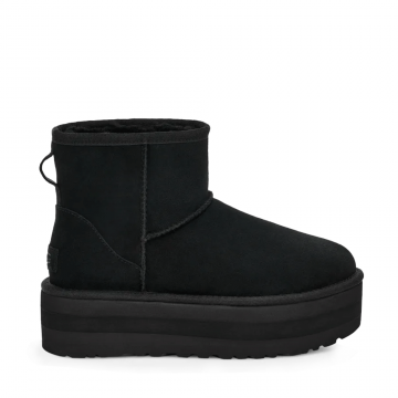 Ghete femei UGG Classic Mini Platform negre din piele întoarsă 2398dg1134991vn