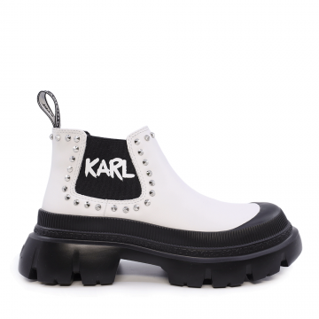 Ghete tip chelsea femei Karl Lagerfeld Trekka Max albe din piele 2056DG43531A