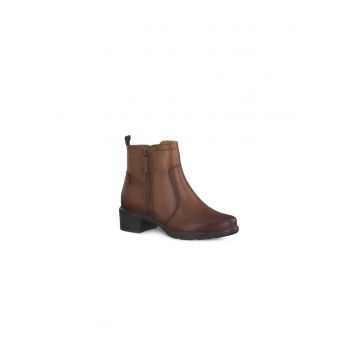 Botine cu toc Comfort Cognac - Piele naturala - Maro