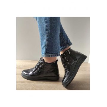 Ghete Casual Dama H-002 Negre Croco - Negru