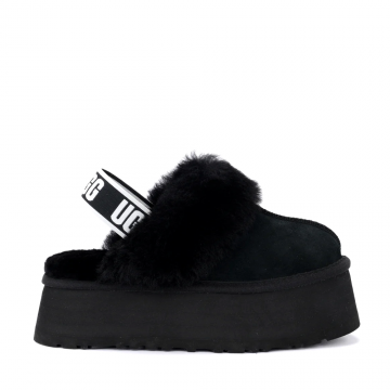 Saboți îmblăniți femei UGG Funkette Black din piele întoarsă 2398DPP1113474VN